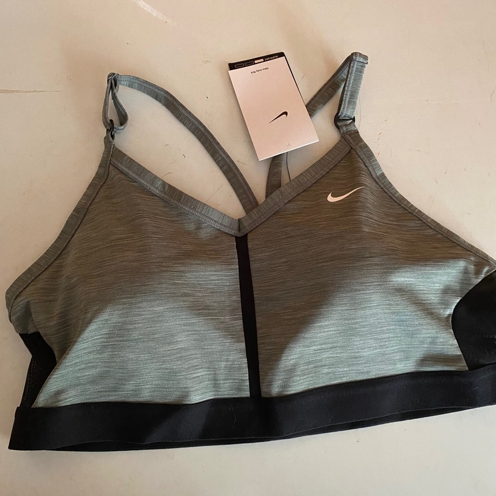 Nike Indy NWT Sports Bra Grey Black Adjustable Padded Women's XXL